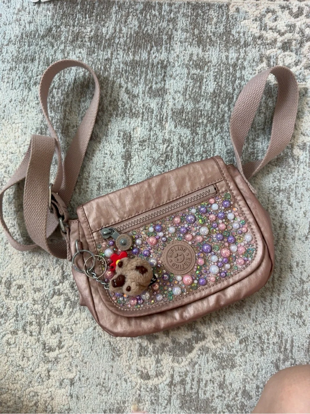 Kipling Metallic Blush Pink Small Crossbody bag. One of a kind