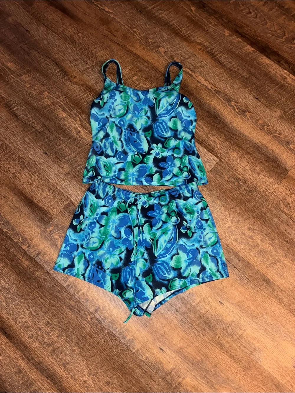 Blair Blue and Green Floral Tankini Set