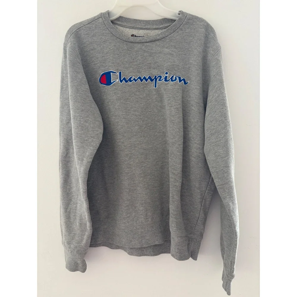 Champion Boys XL Gray Script Logo Crewneck Sweatshirt Authentic Athleticwear