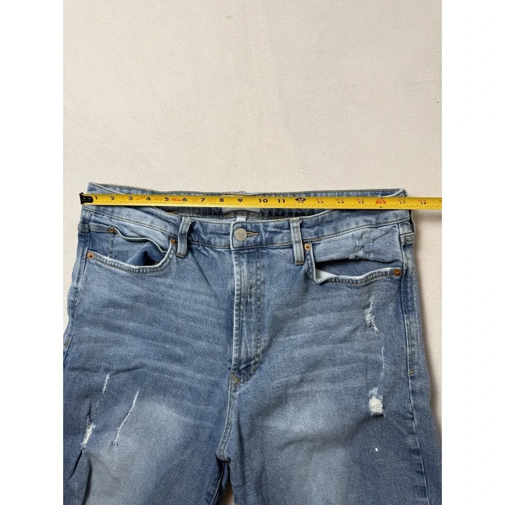 Dear John Frankie Straight Jeans Womens 33 Super High Rise Distressed Light Wash