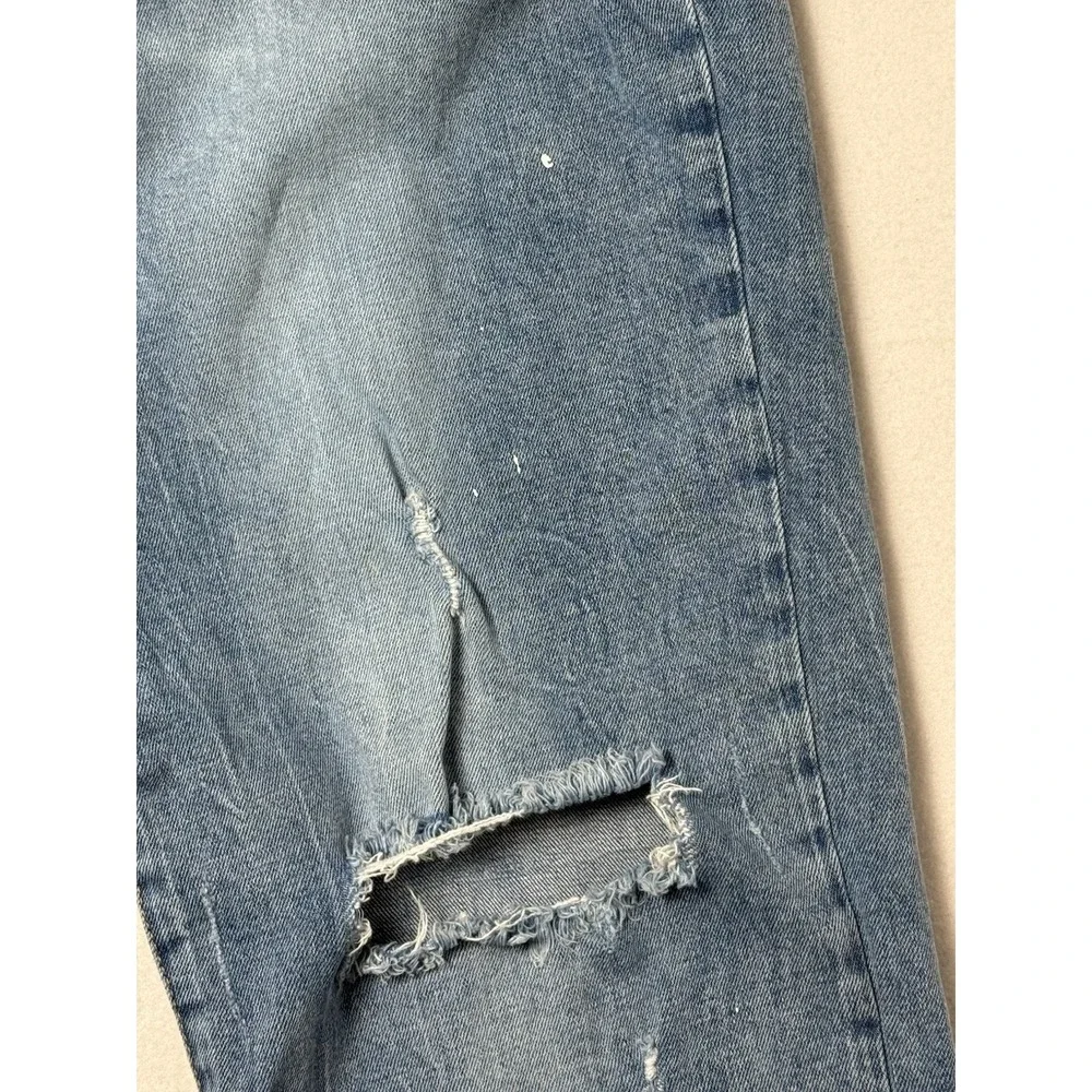 Dear John Frankie Straight Jeans Womens 33 Super High Rise Distressed Light Wash