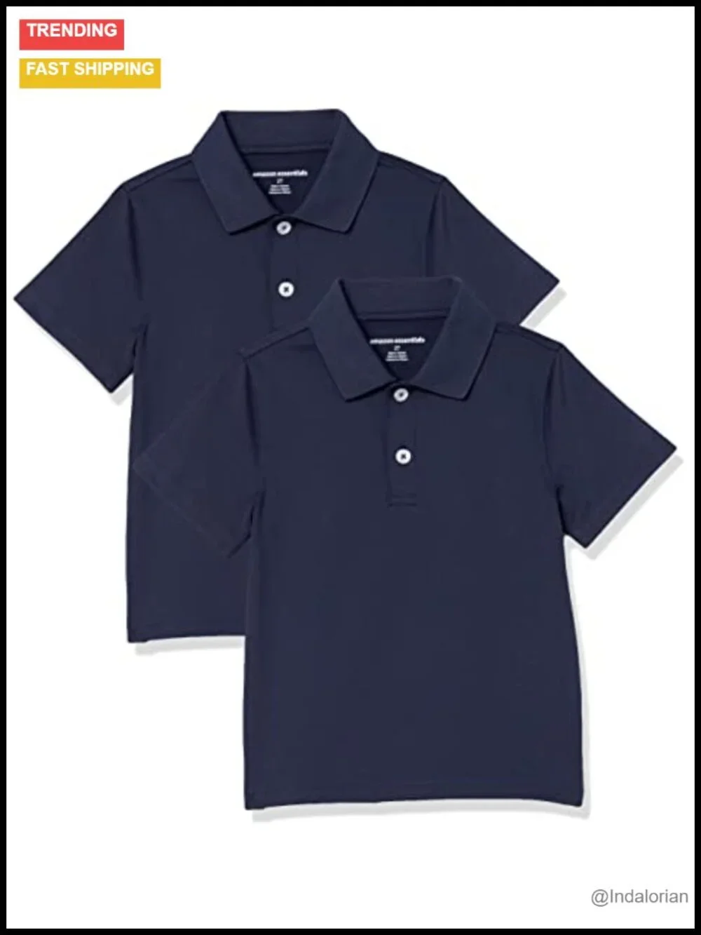 Boys Pack of 2 Short-Sleeve Performance Polo Shirts for School Uniform