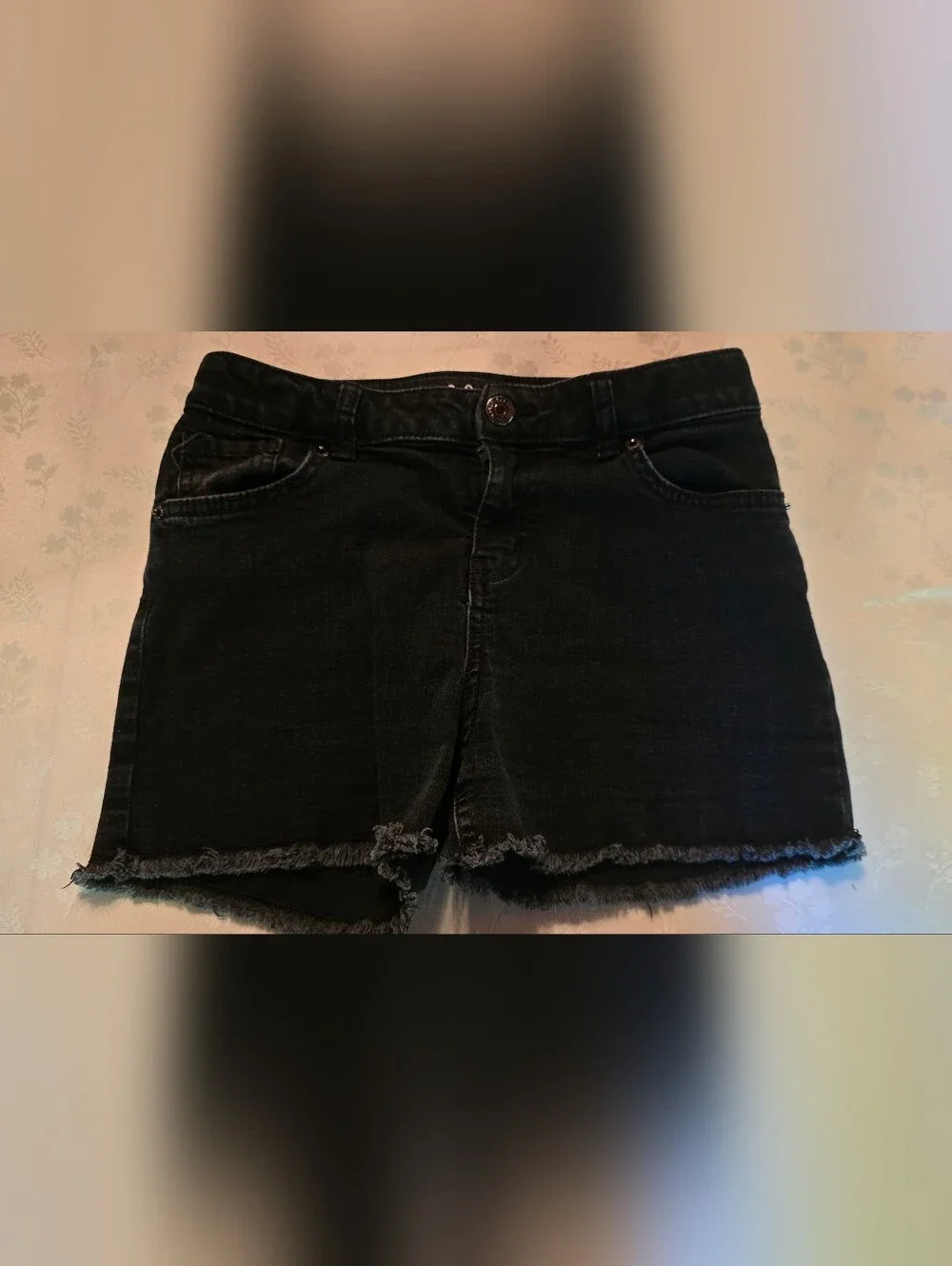 Cat & Jack Black Frayed Hem Denim Shorts