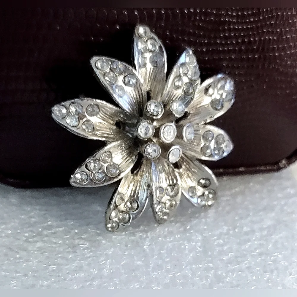 Vintage Rhinestone Snowflake Brooch