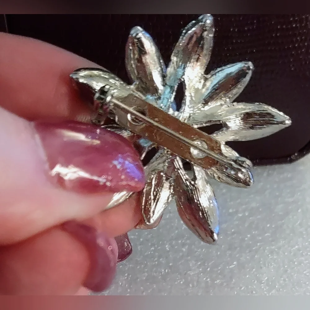 Vintage Rhinestone Snowflake Brooch