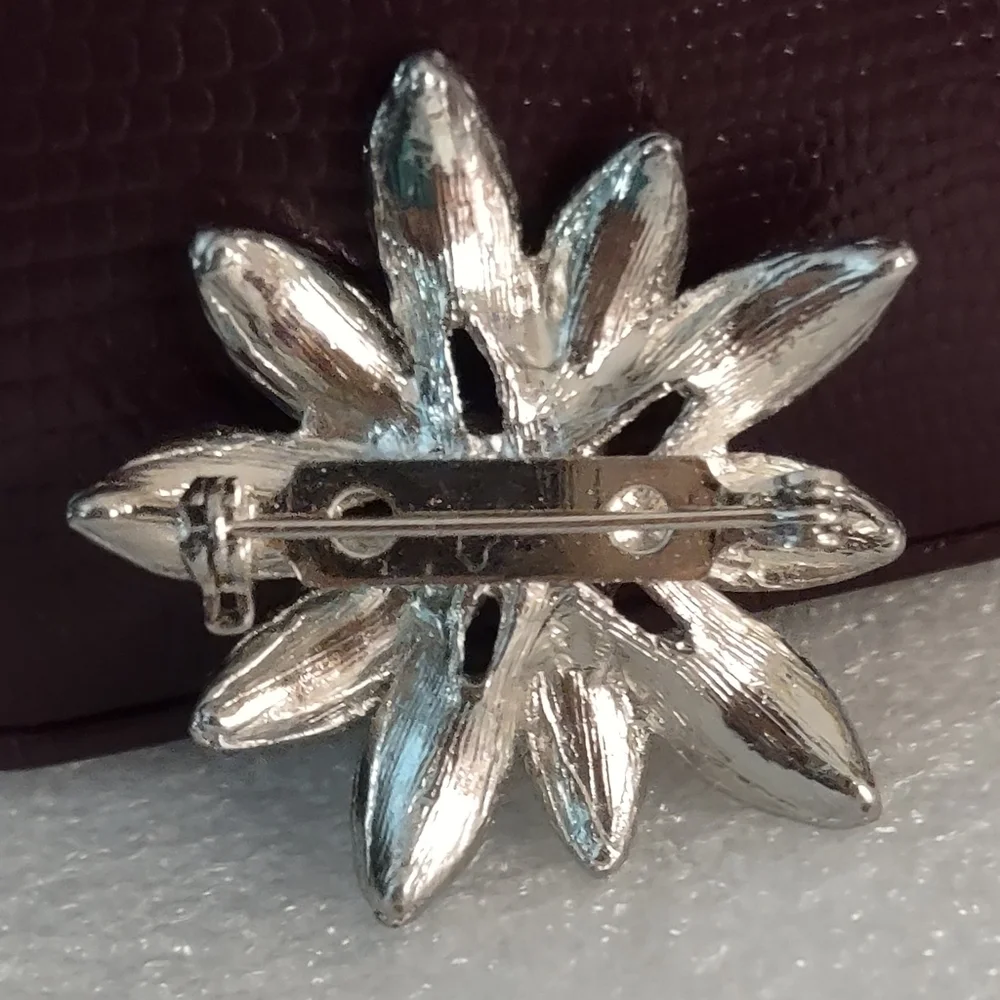 Vintage Rhinestone Snowflake Brooch