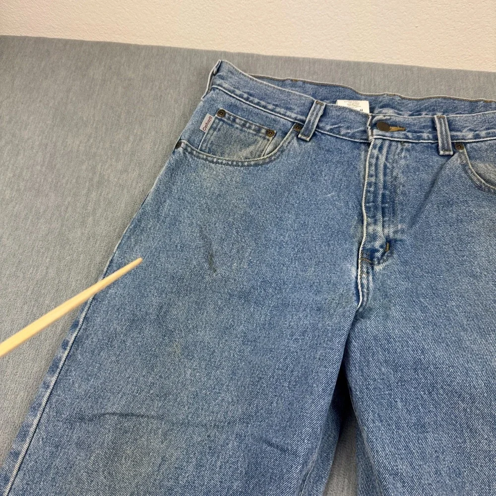 Vintage Carhartt Jeans Mens 35X34 Fit 35X32 Blue Denim Loose Fit Straight B167‎