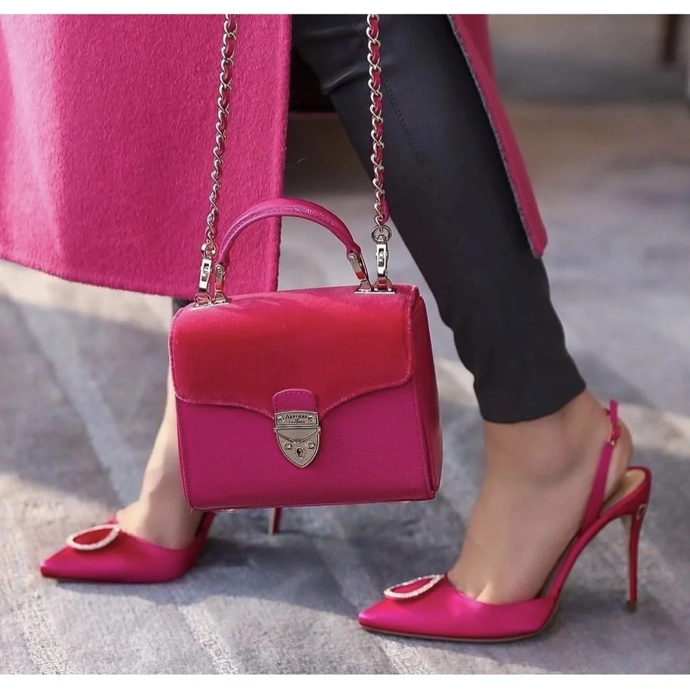 Fuchsia Box Handbag with Chain Strap