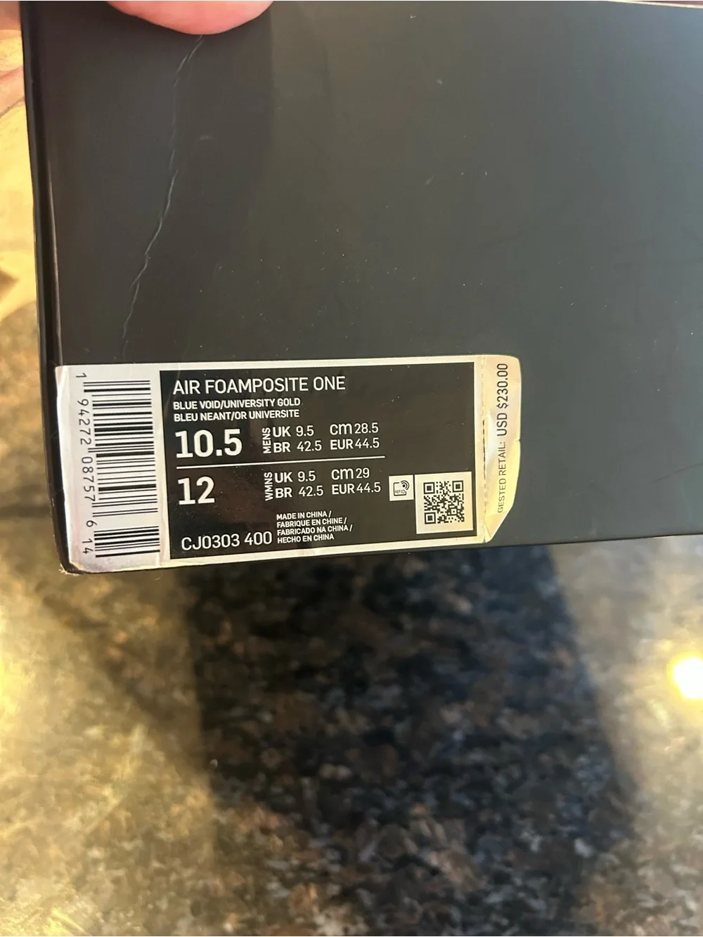 Nike box label