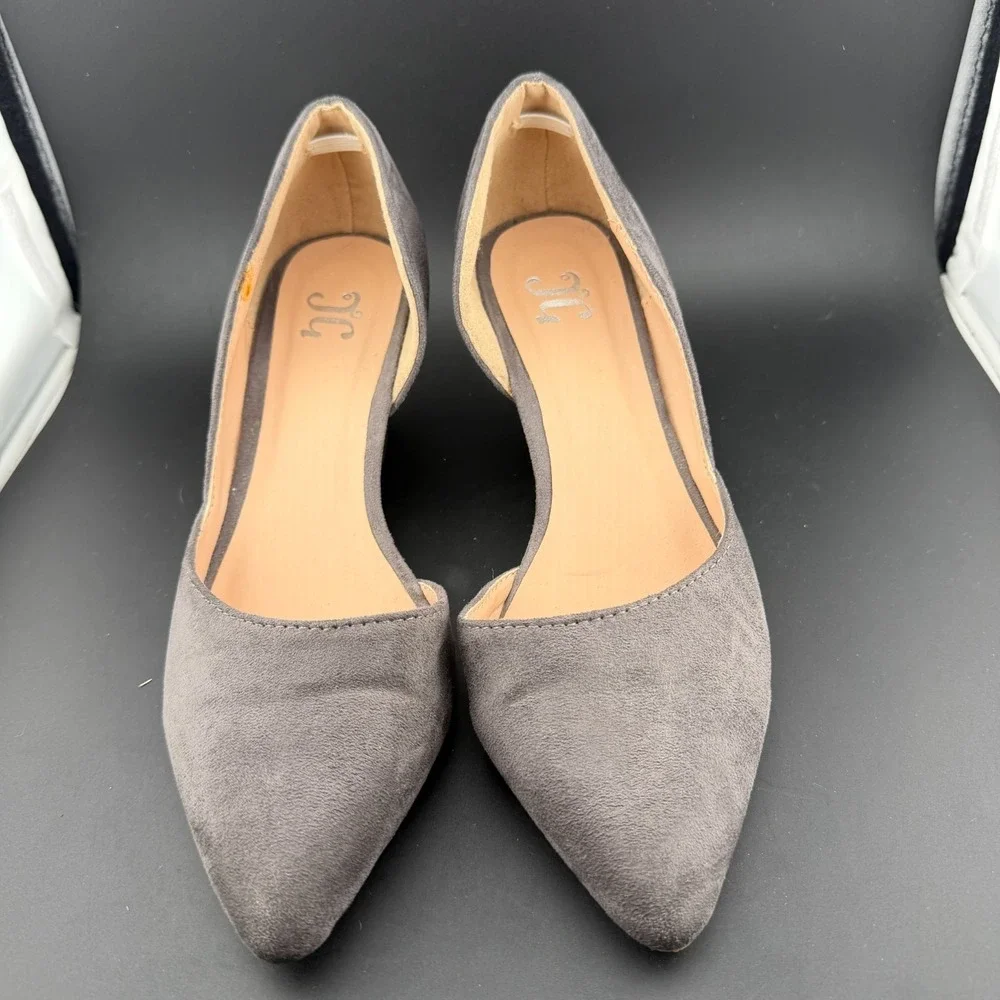 JG Womens Us 6 Pumps Smokey Gray Pointed Toe Comfort Slip On Wedge Heel Shoes