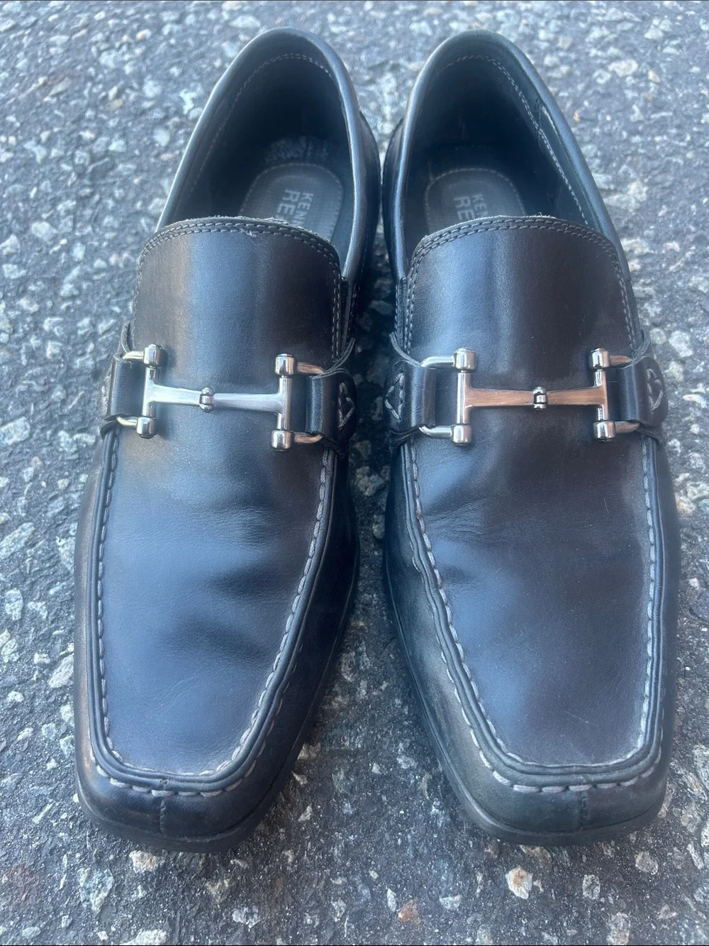 Kenneth Cole Reaction Black Leather Bit Slip-On Loafers size 9M