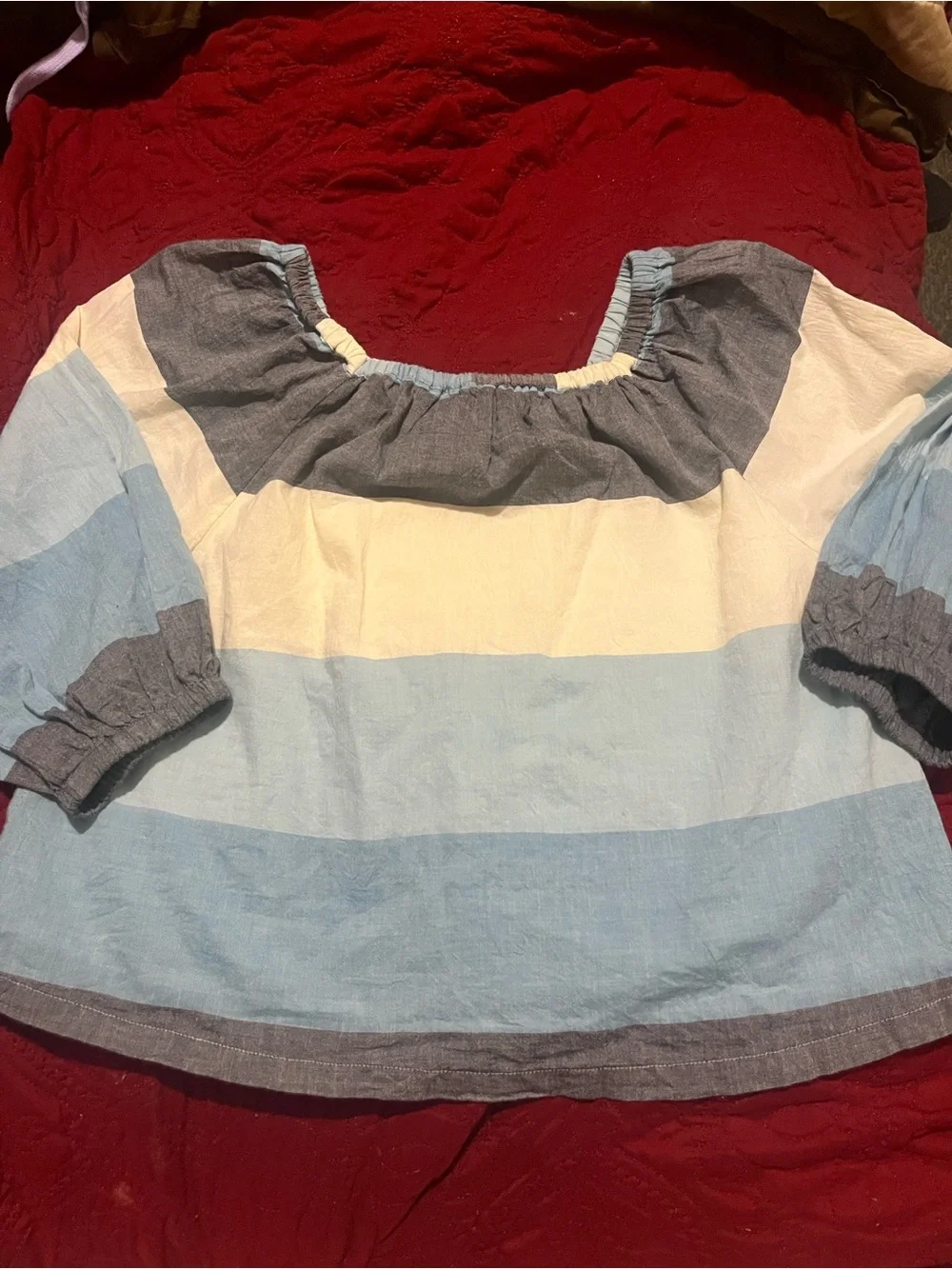 Pink Chicken New York Girls Top in Ocean Stripe