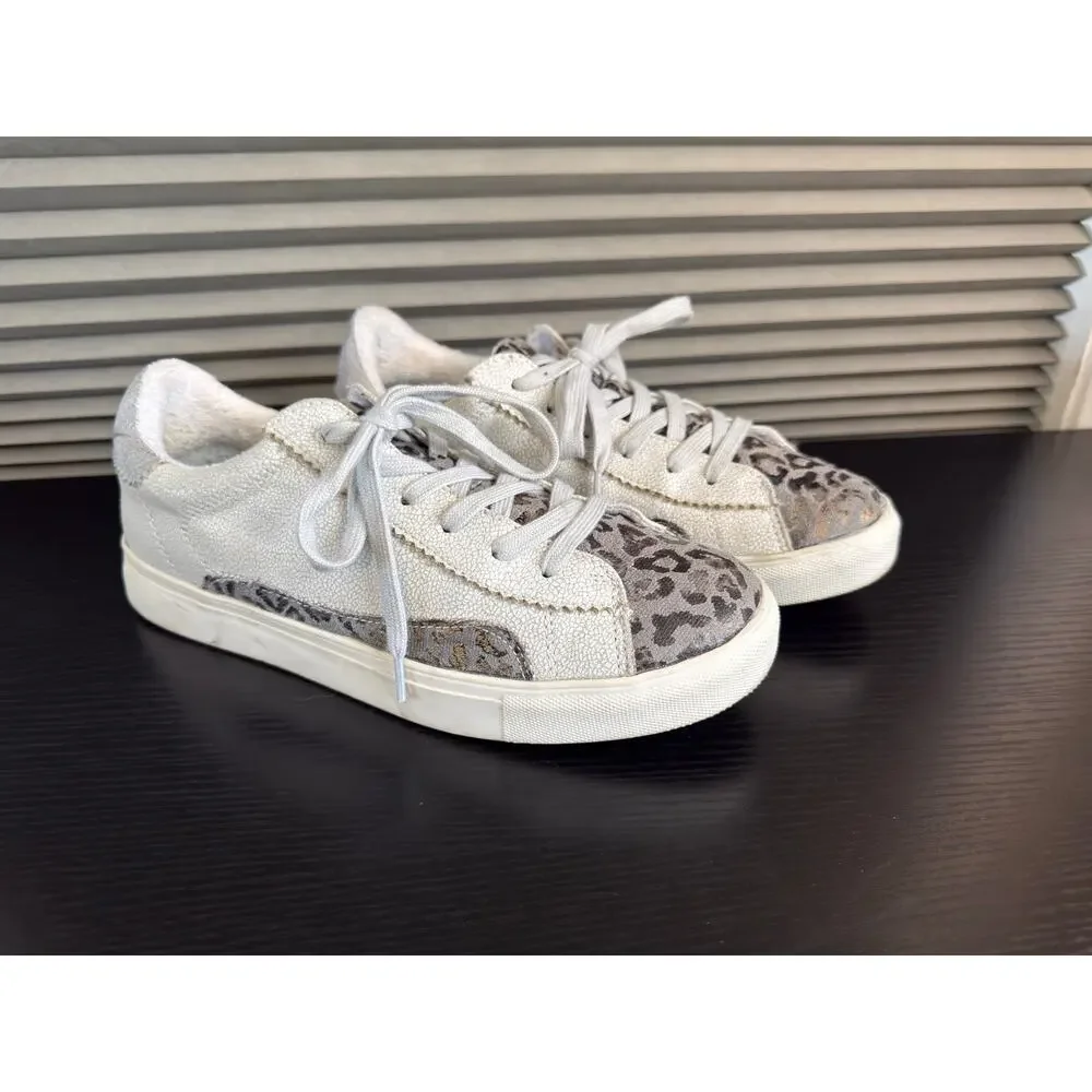 Very G Leopard Print Crackle Metallic Lace Up Sneakers Women’s Size 9.5