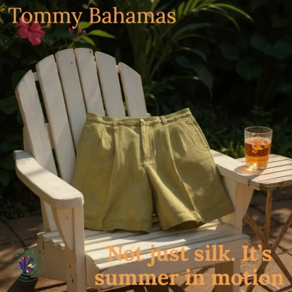 Tommy Bahama Men's 100% Silk Pleated Shorts – Mustard Yellow,‎ Size 33