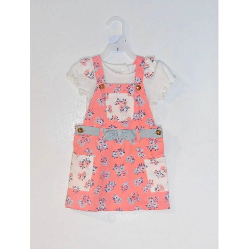 Little Lass Youth Girls Size 3T Jumper Set‎ Dress and Shirt Outfit Pink /Blue