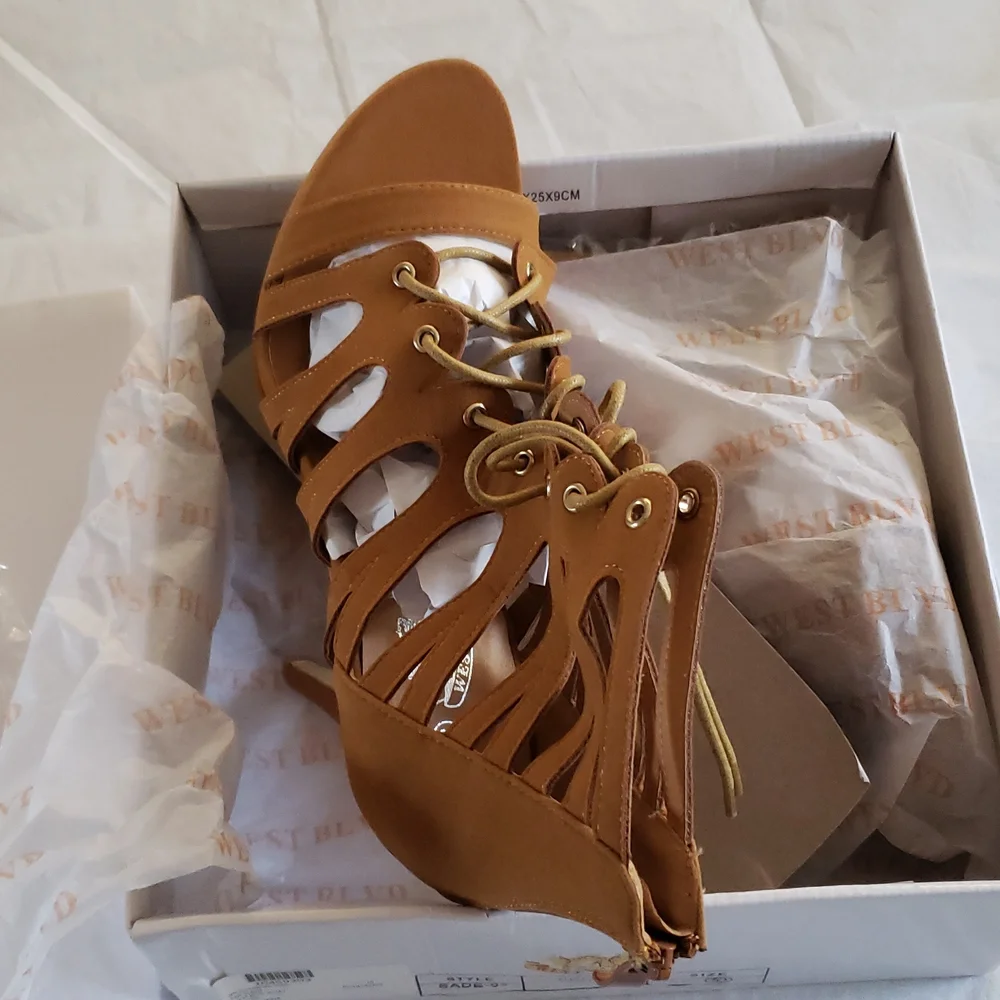 New Pump Gladiator Heels Caged Lace Up Platform Sandal Women's 10