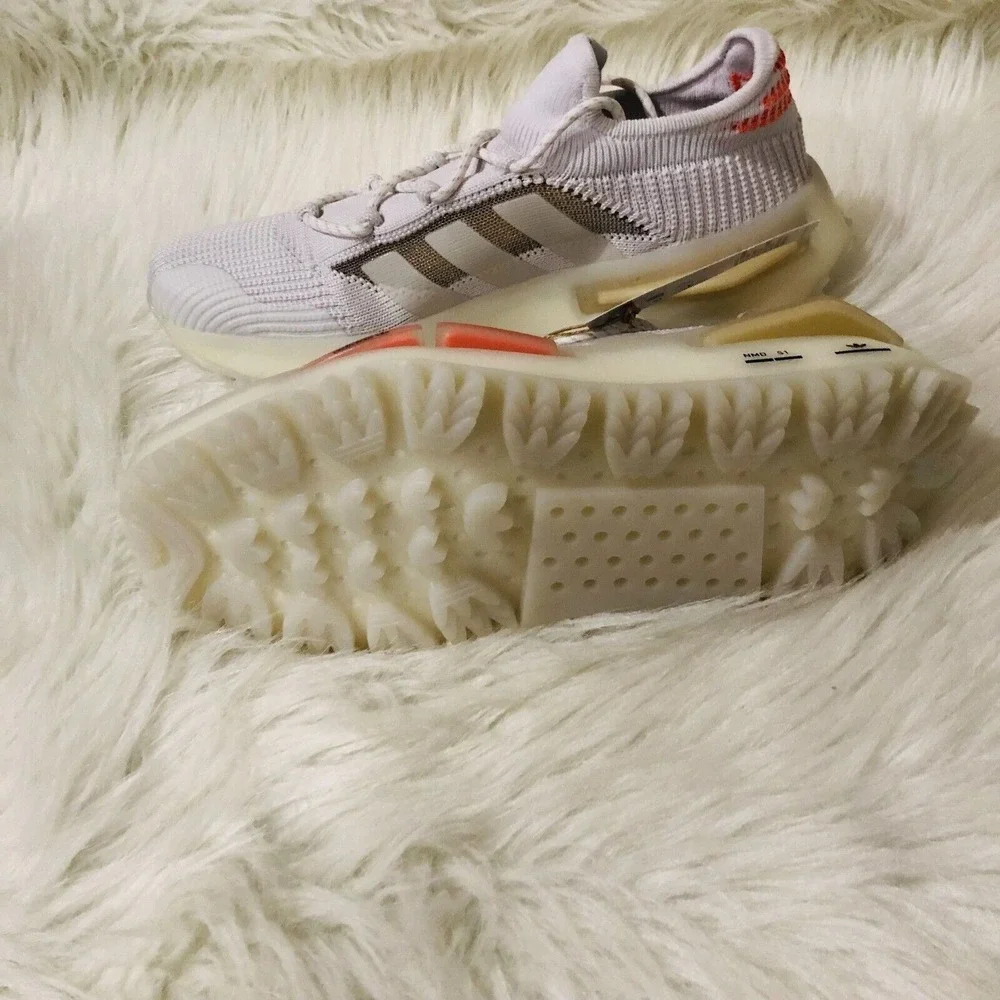 Adidas NMD_S1 W White‎ Orange Tan Primeknit Sneakers HQ4465 Womens 7.5 NEW