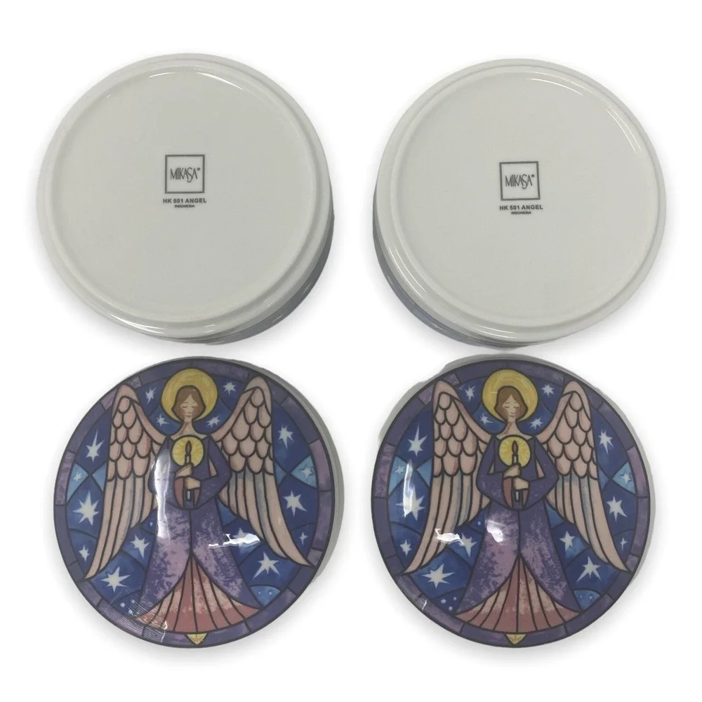 Mikasa Angel Round Trinket Box Candy Dish with Lid HK501 Indonesia -‎ Set of Two