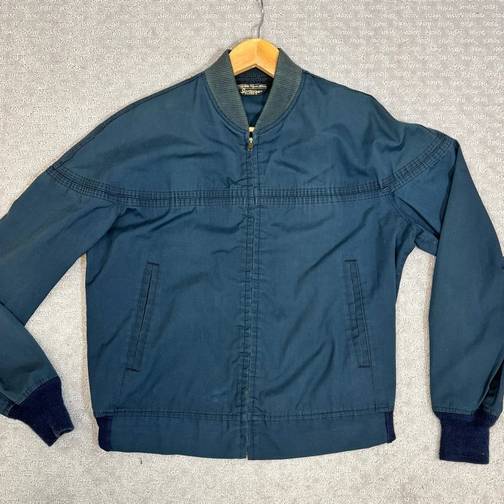 Vintage Sears The Men's Sportswear Jacket Size 40 Blue‎ Zip Up