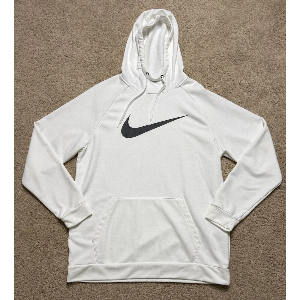Nike Dri-FIT Swoosh Men’s Size L Pullover Training Hoodie White CZ2425-100