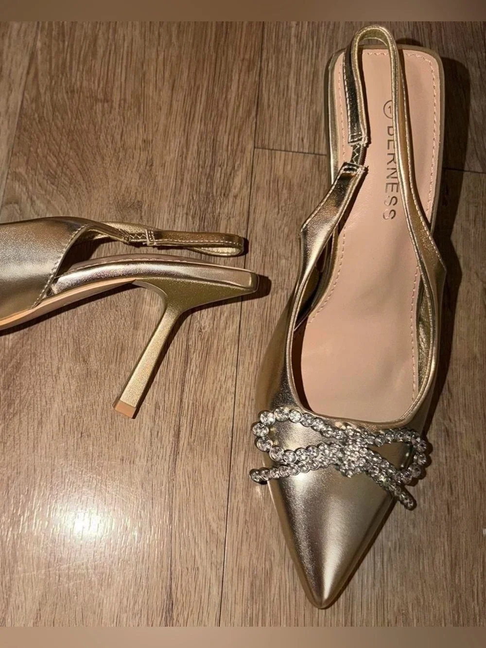 N/A slingback crystal heels