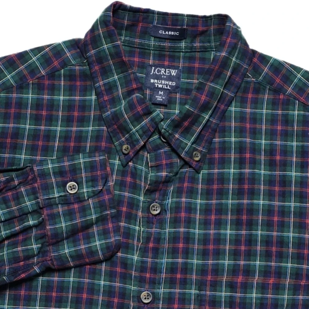 J.Crew Brushed Twill Button Down Shirt Mens M Tartan Plaid Classic Fit Cotton