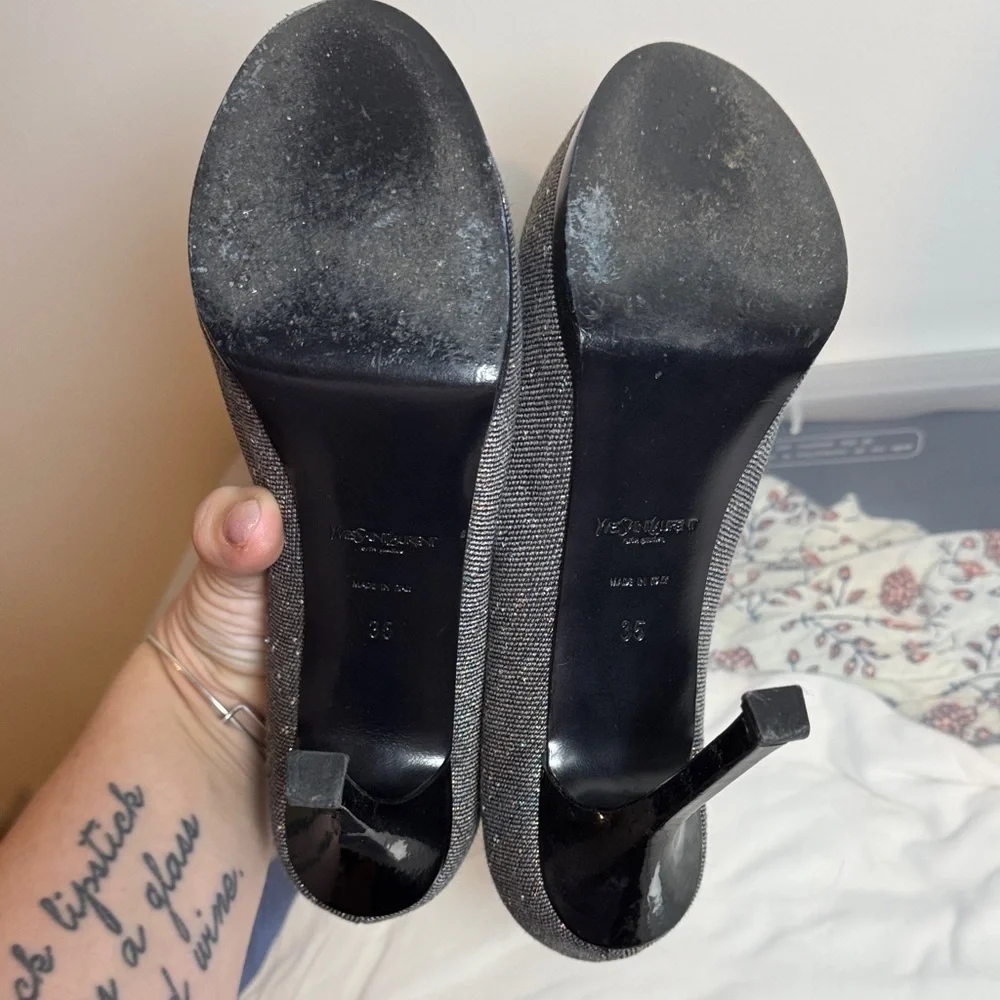 Yves Saint Laurent tribetoo Sparkling Black Heels