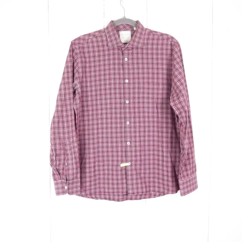 Billy Reid Shirt Mens SZ M Long Sleeve Button Up Tartan‎ Plaid Business Casual