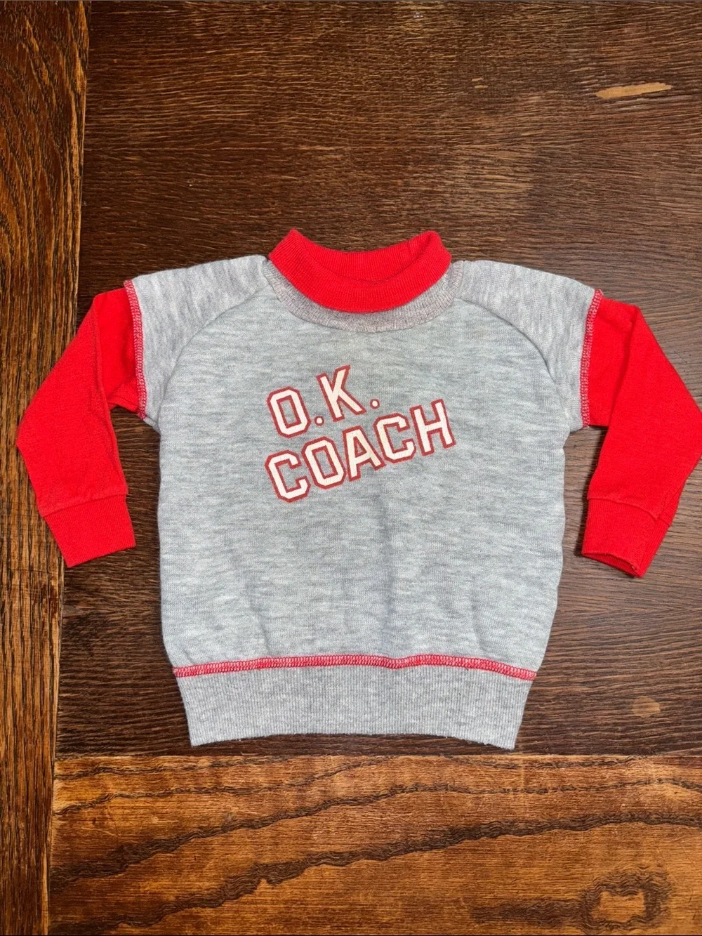 Vintage Carter's 1970’s Gray & Red “O.K. Coach” Sweatshirt 12 months