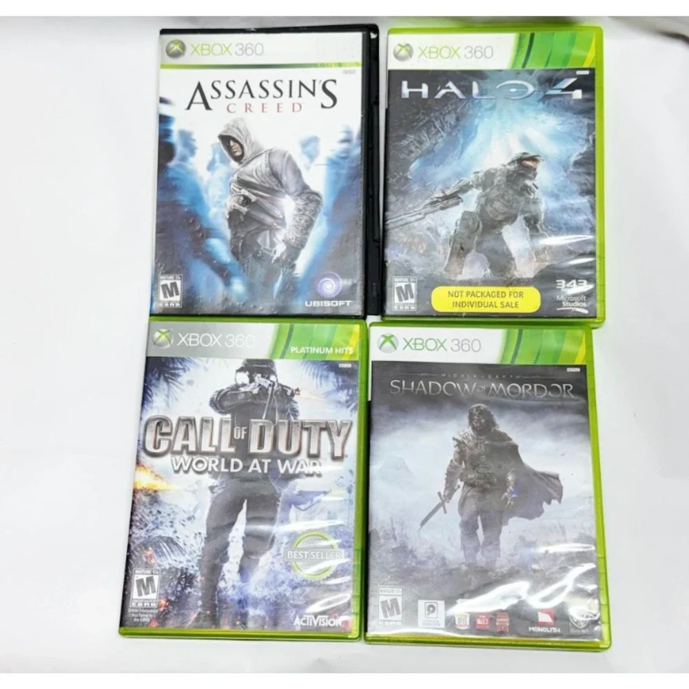 Xbox 360 Game Bundle Halo 4 Assassin's Creed COD World at War 4 Game Lot