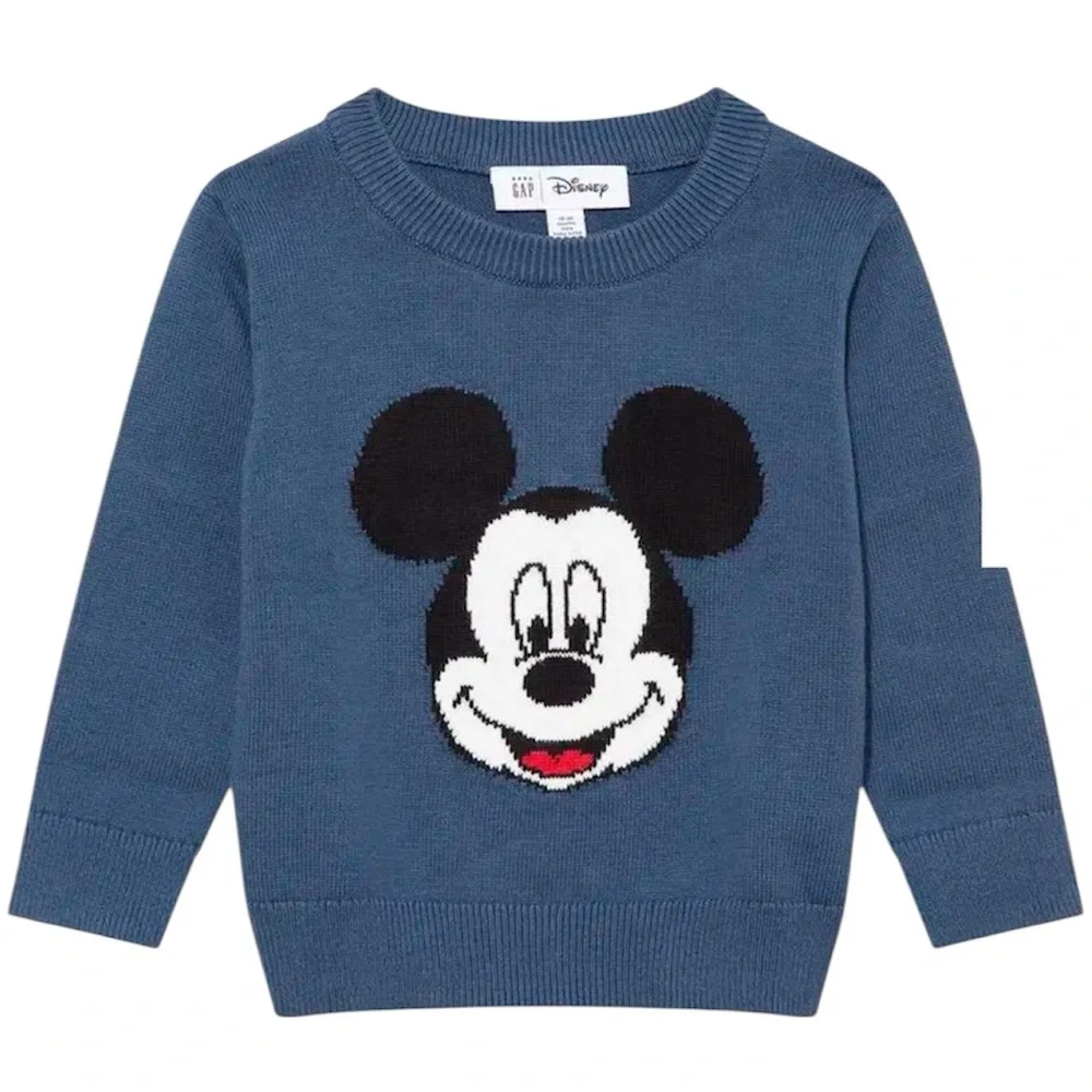 Baby Gap Mickey Mouse Sweater Blue Knit pullover sweater Size 3 Years