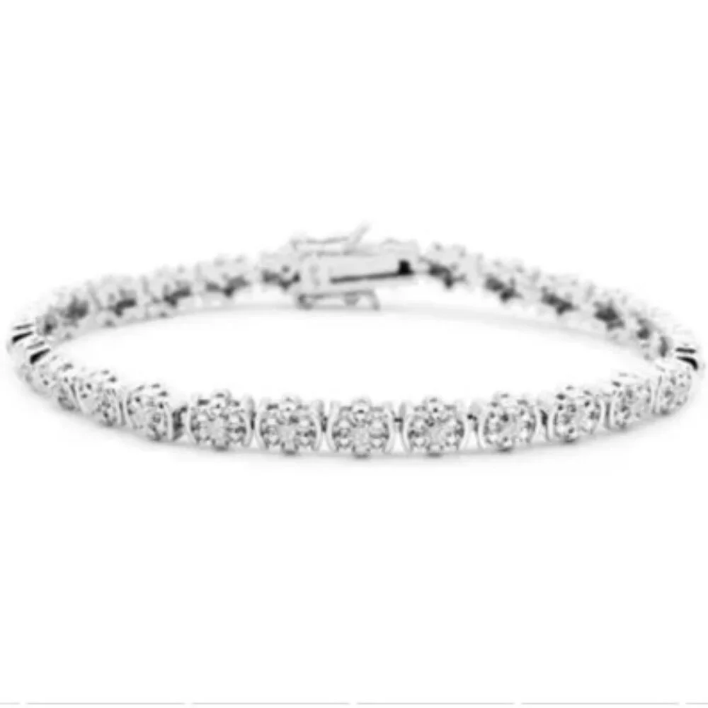 1/2 Carat Diamond Flower Bracelet‎ w/Natural Rose Cut Diamonds (NEW & BEAUTIFUL)