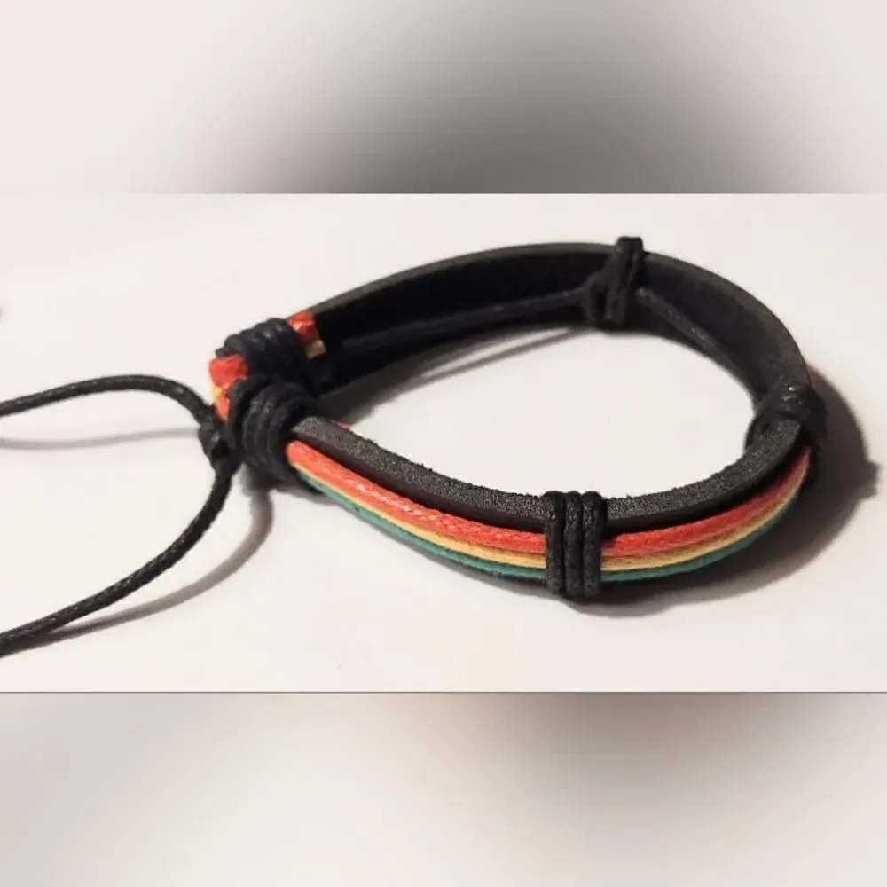 ‎Men's bracelet leather rainbow new d57