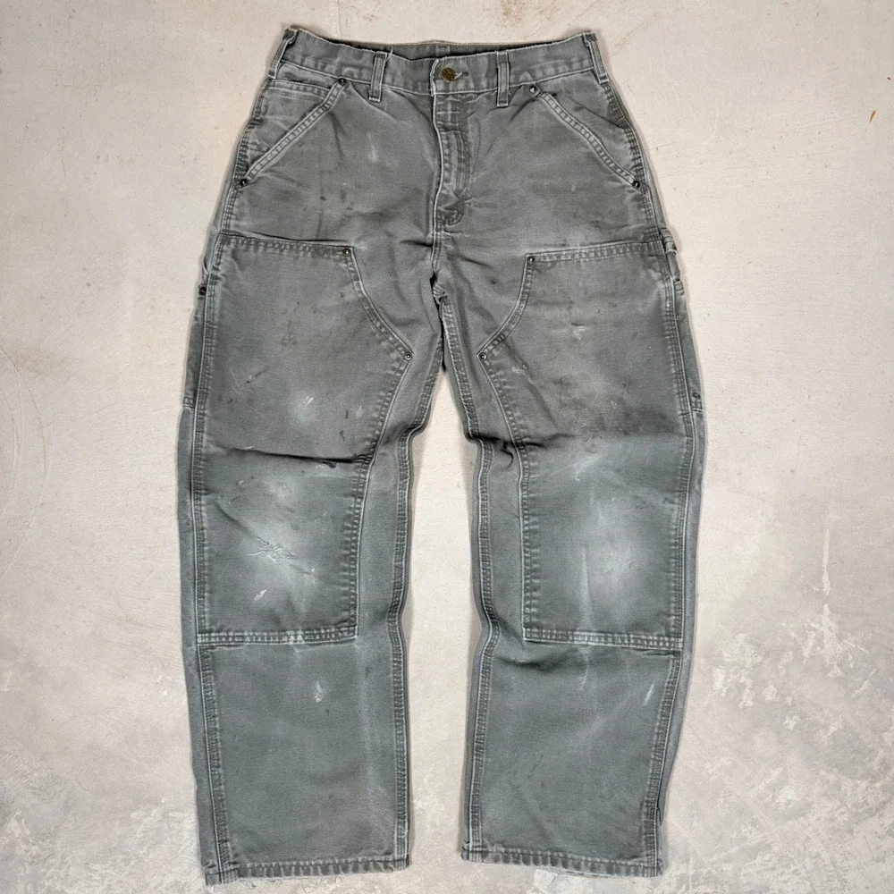 GRAIL Carhartt B136 MOS Double Knee Duck Canvas Carpenter Pants Moss Green 31x30