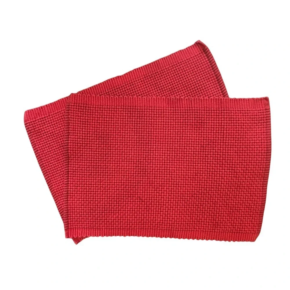 Sur La Table SET OF 2 Placemats Waffle Ribbed‎ 100% Cotton Red Festive Holiday