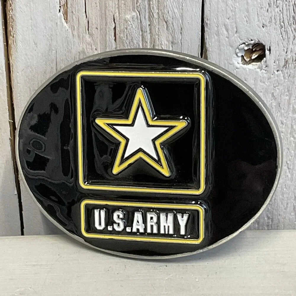 Siskiyou US Army Belt Buckle Mens Black‎ Enamel Military Pewter