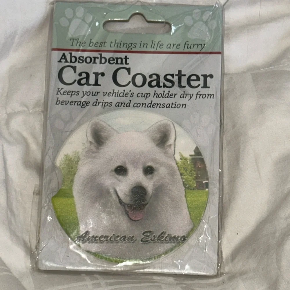 American‎ Eskimo Dog car coaster NEW E & S Pets Brand