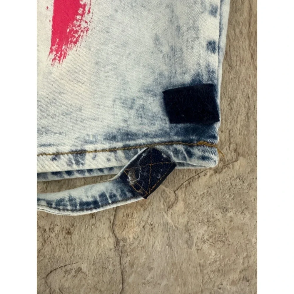 Rock‎ Salt Mens Distressed Paint Splatter Denim Cargo Shorts Light Wash Size 38