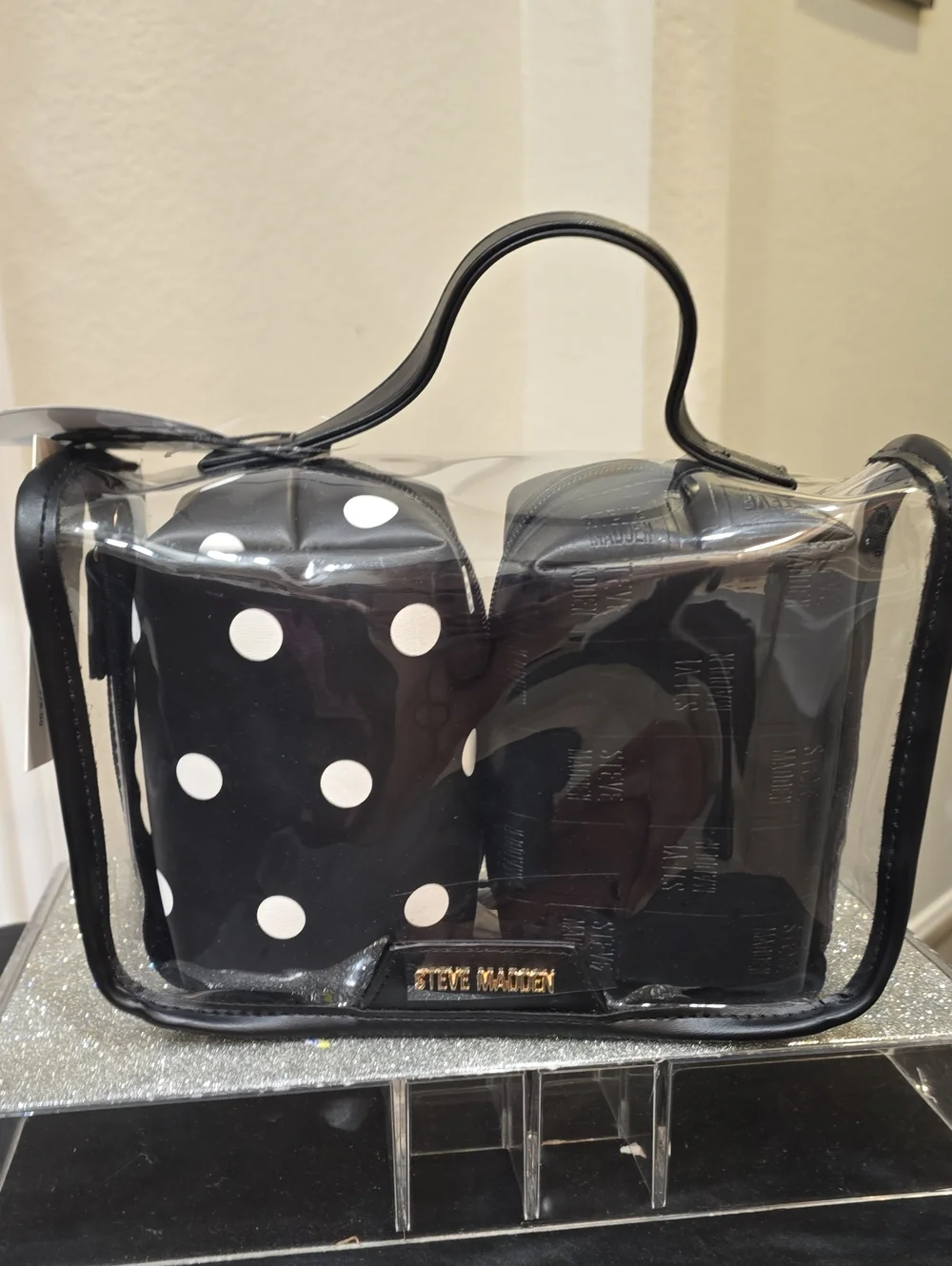Steve Madden 3-PC Cosmo Set- Clear/Polka Dot