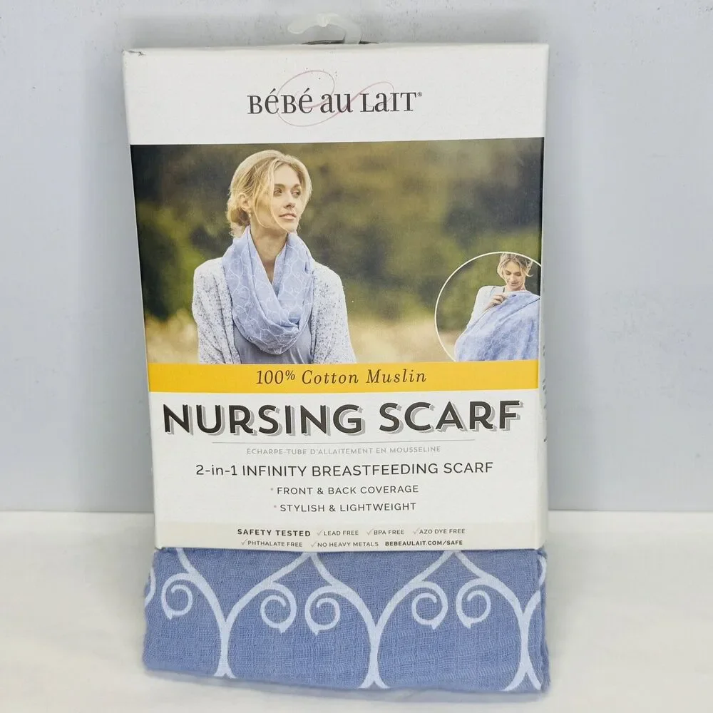 Bebe Au Lait Nursing Scarf 100% Cotton Muslin 2-in-1 Infinity‎ Breastfeeding NEW