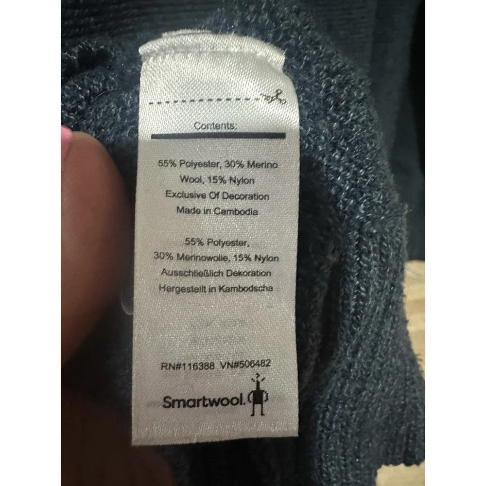 Smartwool Crew Neck Sweater Men's Size Large Blue‎ Wool Blend Stripe #G1-3