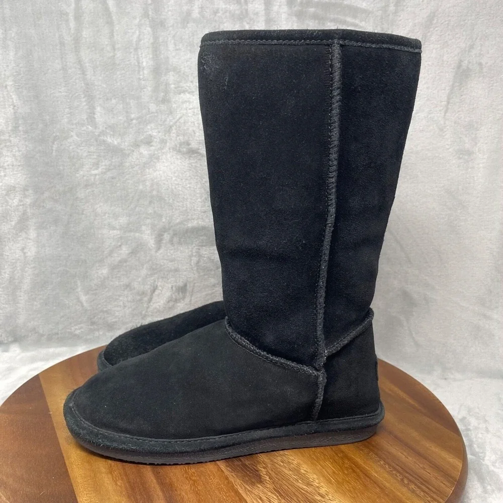 Björndal Boots Womens 6 Black Suede‎ Sheepskin Wool Lined Mid Calf Tall Zoe