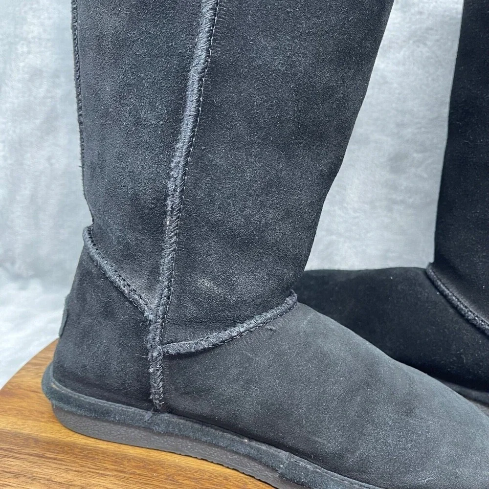 Björndal Boots Womens 6 Black Suede‎ Sheepskin Wool Lined Mid Calf Tall Zoe