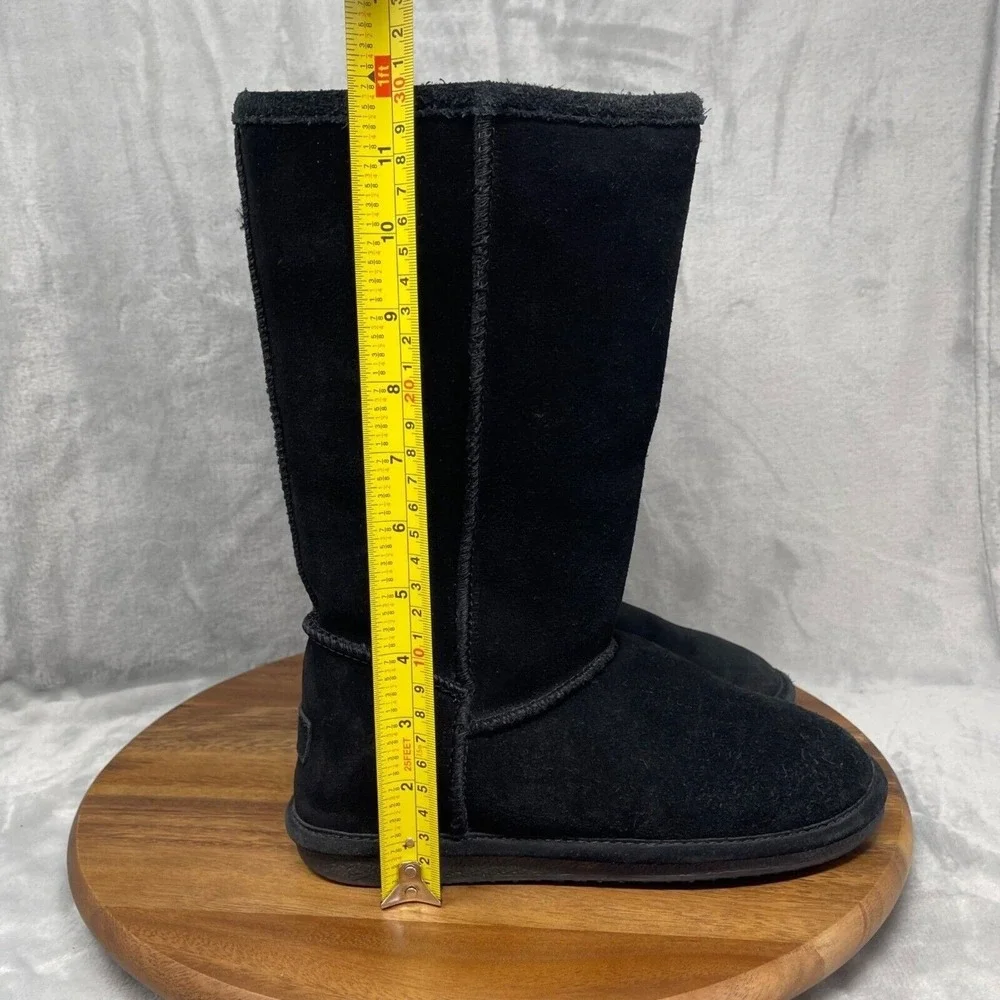 Björndal Boots Womens 6 Black Suede‎ Sheepskin Wool Lined Mid Calf Tall Zoe