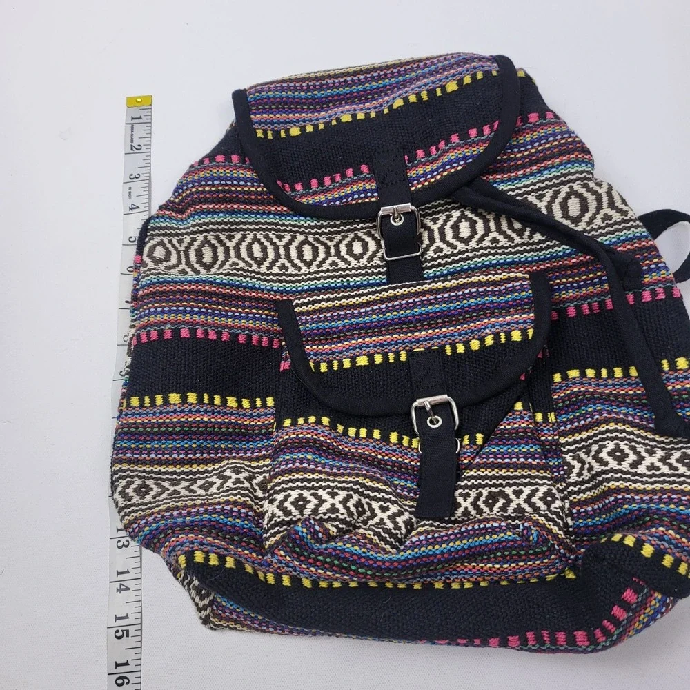 Woven Medium Size BACKPACK PURSE SOUTHWESTERN DESIGN‎ BAJA STYLE Multicolor