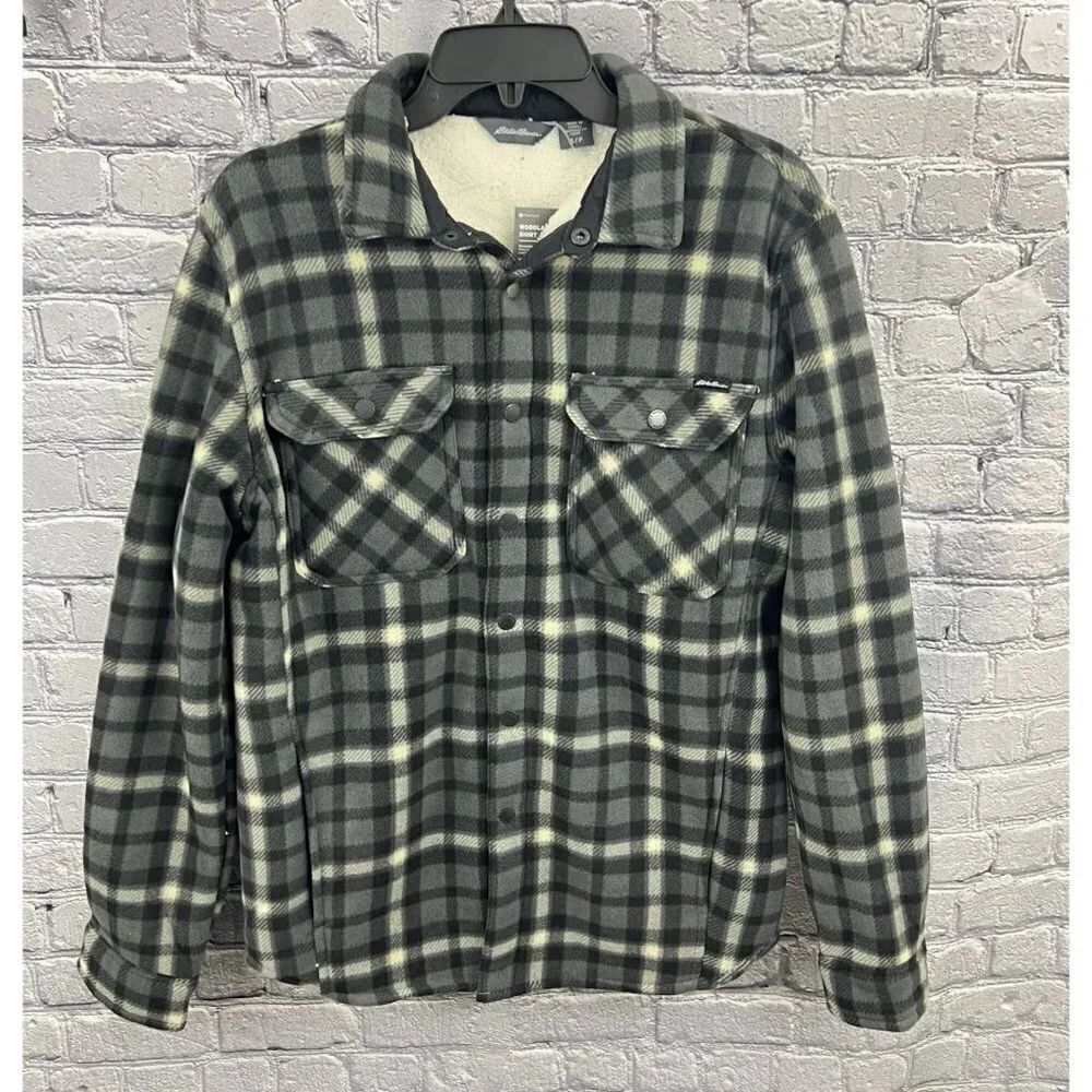 Eddie Bauer Men's Woodland Shirt Jac Gray Steel/Bone Size S NWT‎