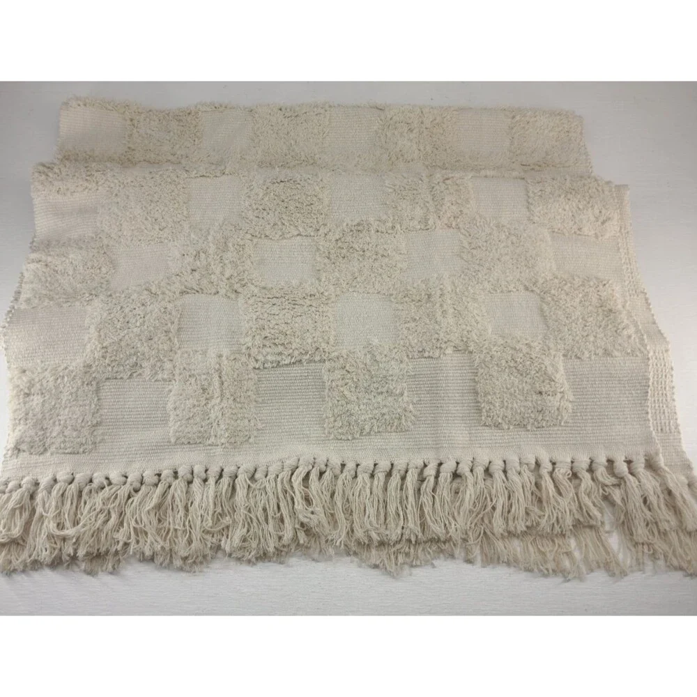 NWOT Boho Tassel Rug Large‎ Cream 95 In x 32 In Area Rug Bathroom Bedroom Entry