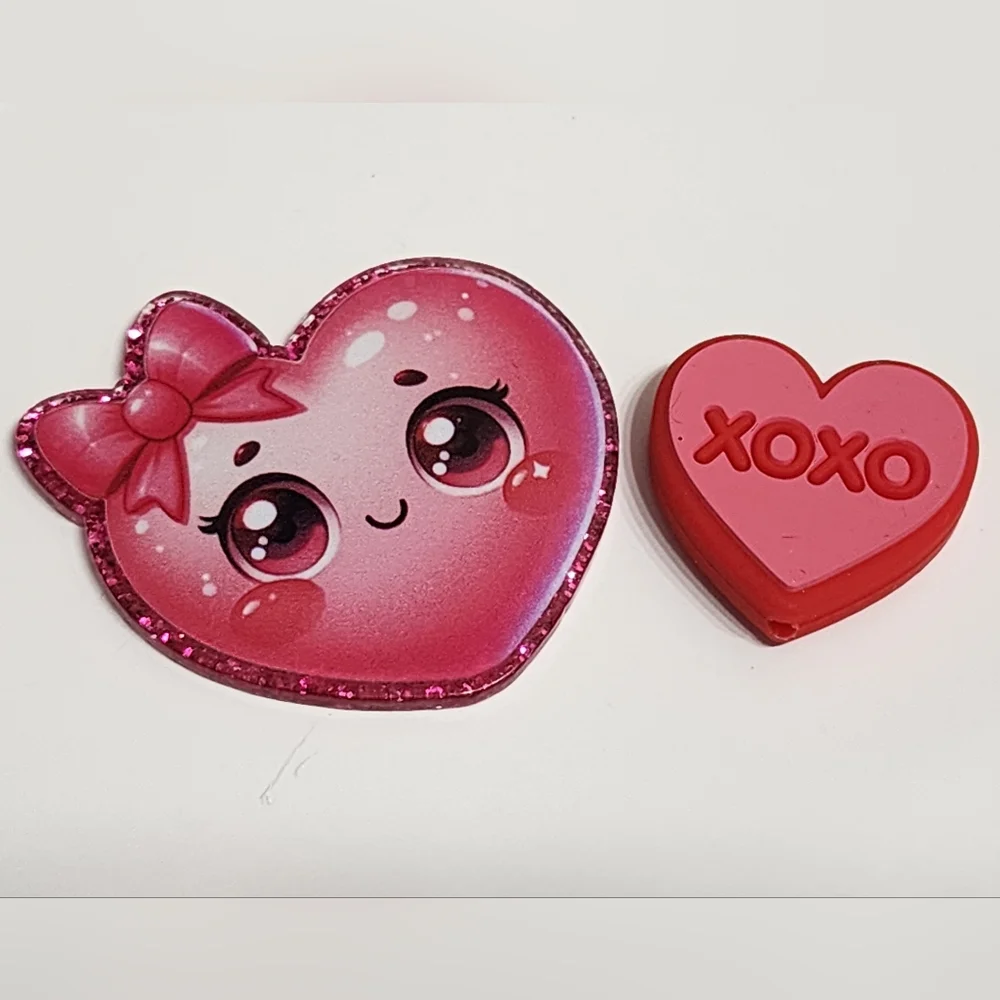 Flatback Valentine XOXO Heart Focal‎ Bead Badge Keychain Bag Clip Crafts Magnet