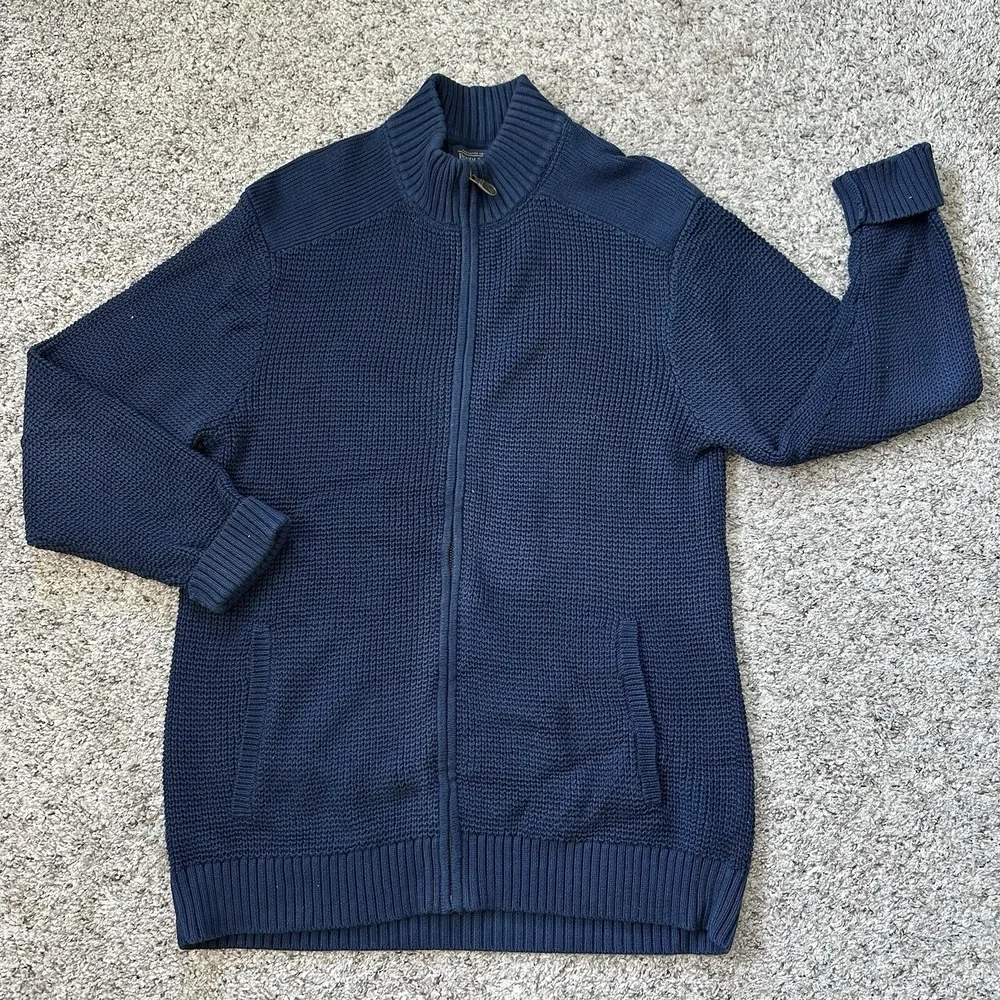 Pendleton Men's Dark Blue Size M Full Zip Cardigan Sweater‎ Roll Up Sleeve