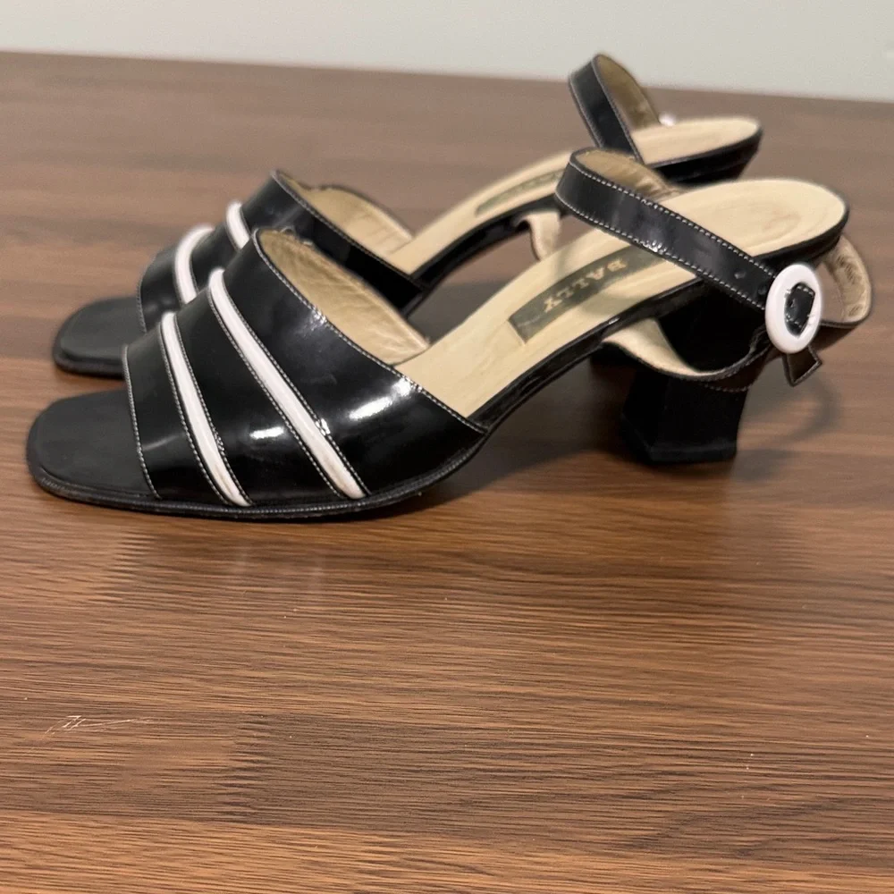 Vintage Bally Black and‎ White Strappy Heels